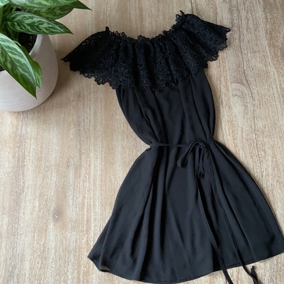 Eliza J Lace Off-The- Shoulder Black Short Dress - Picture 8 of 13